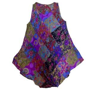 WindHorse 100% Cotton Patchwork Floral Boho Dress‎ Size L